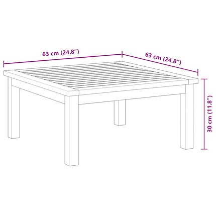 Soffbord för trädgården 63x63x30 cm massivt akaciaträ