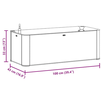 Upphöjd odlingslåda med självbevattning mocka 100x43x33 cm