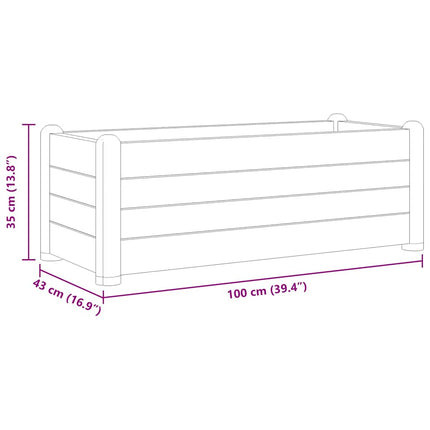 Upphöjd odlingslåda PP vit 100x43x35 cm