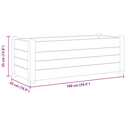 Upphöjd odlingslåda PP antracit 100x43x35 cm