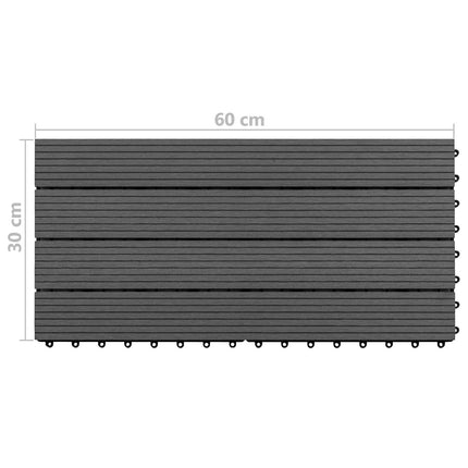 Terrassplattor 6 pcs Svart 60 x 30 cm WPC