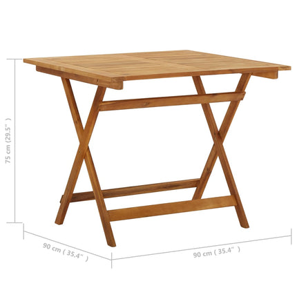 Hopfällbart trädgårdsbord 90x90x75 cm massivt akaciaträ