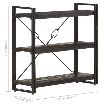 Bokhylla med 3 hyllplan 90x30x80 cm massivt mangoträ