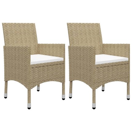 Matgrupp för trädgården 3 delar beige konstrotting och glas