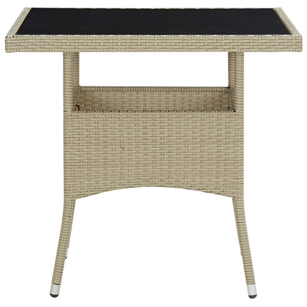 Matgrupp för trädgården 5 delar konstrotting och glas beige