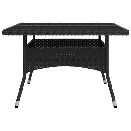 Matgrupp för trädgården 9 delar konstrotting och glas svart