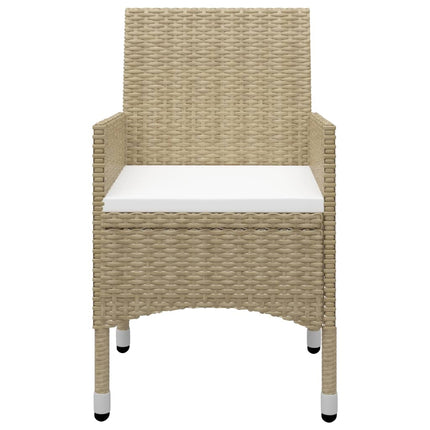 Caféset 3 delar konstrotting och härdat glas beige