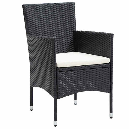 Caféset 5 delar konstrotting och härdat glas svart