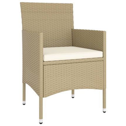 Caféset 5 delar konstrotting och härdat glas beige