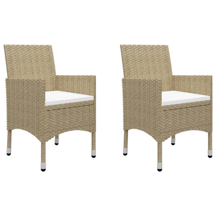 Caféset 3 delar konstrotting och härdat glas beige