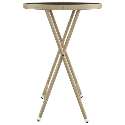 Caféset 3 delar konstrotting och härdat glas beige