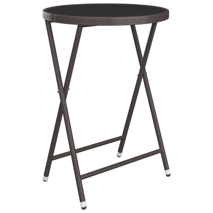 Caféset 3 delar konstrotting och härdat glas brun