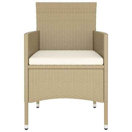 Caféset 5 delar konstrotting och härdat glas beige