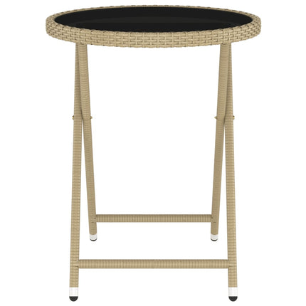 Caféset 5 delar konstrotting och härdat glas beige