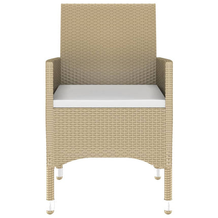 Matgrupp för trädgården 5 delar konstrotting och glas beige