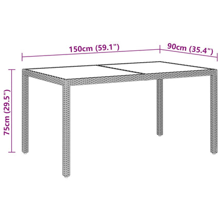 Matgrupp för trädgården 5 delar konstrotting och glas beige