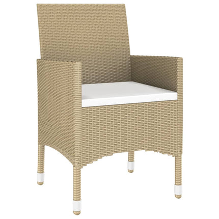 Matgrupp för trädgården 7 delar konstrotting härdat glas beige