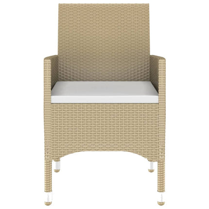 Matgrupp för trädgården 7 delar konstrotting härdat glas beige