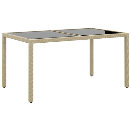 Matgrupp för trädgården 7 delar konstrotting härdat glas beige