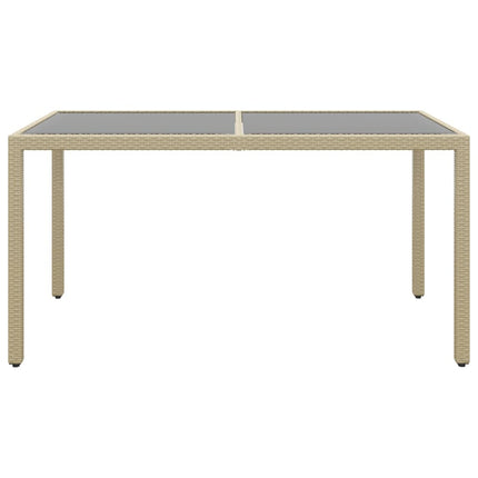 Matgrupp för trädgården 7 delar konstrotting härdat glas beige