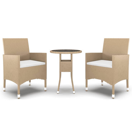 Matgrupp för trädgården 3 delar konstrotting beige