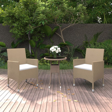 Matgrupp för trädgården 3 delar konstrotting beige