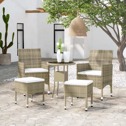 Loungegrupp för trädgården 5 delar konstrotting beige