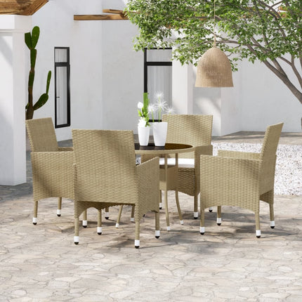 Matgrupp för trädgården 5 delar konstrotting beige