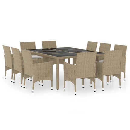 Matgrupp för trädgården 11 delar konstrotting beige