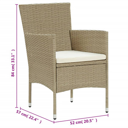 Matgrupp för trädgården 11 delar konstrotting beige
