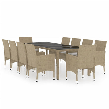 Matgrupp för trädgården 11 delar konstrotting beige