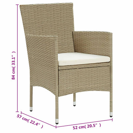 Matgrupp för trädgården 11 delar konstrotting beige