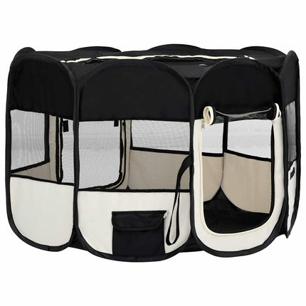 Hopfällbar hundhage med väska svart 110x110x58 cm
