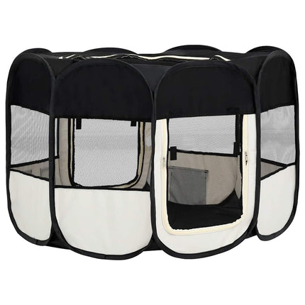 Hopfällbar hundhage med väska svart 110x110x58 cm