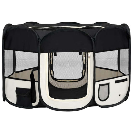 Hopfällbar hundhage med väska svart 125x125x61 cm