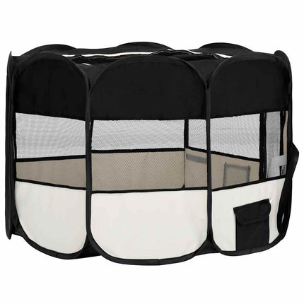 Hopfällbar hundhage med väska svart 125x125x61 cm