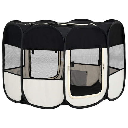Hopfällbar hundhage med väska svart 125x125x61 cm