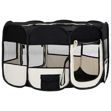 Hopfällbar hundhage med väska svart 145x145x61 cm