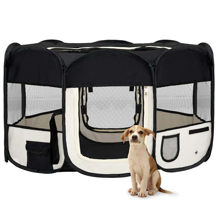 Hopfällbar hundhage med väska svart 145x145x61 cm
