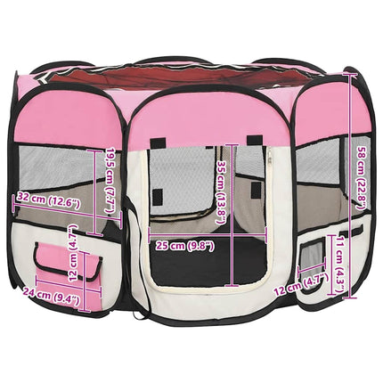 Hopfällbar hundhage med väska rosa 90x90x58 cm