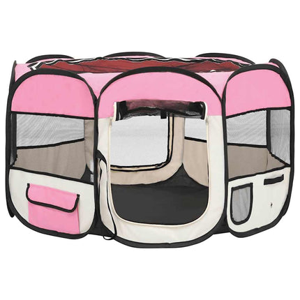 Hopfällbar hundhage med väska rosa 110x110x58 cm