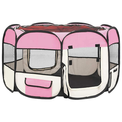 Hopfällbar hundhage med väska rosa 110x110x58 cm
