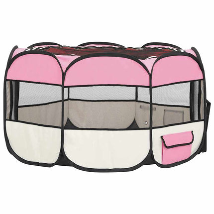 Hopfällbar hundhage med väska rosa 110x110x58 cm