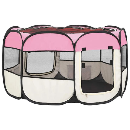 Hopfällbar hundhage med väska rosa 110x110x58 cm