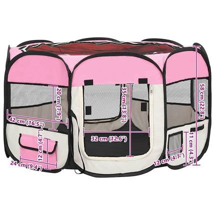 Hopfällbar hundhage med väska rosa 110x110x58 cm