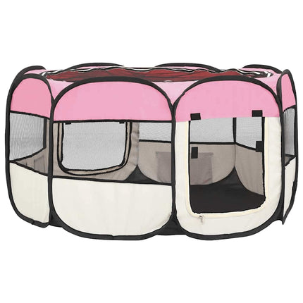 Hopfällbar hundhage med väska rosa 125x125x61 cm