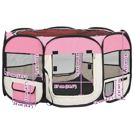Hopfällbar hundhage med väska rosa 125x125x61 cm