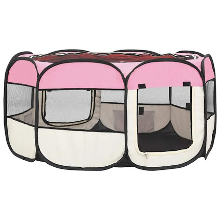 Hopfällbar hundhage med väska rosa 145x145x61 cm