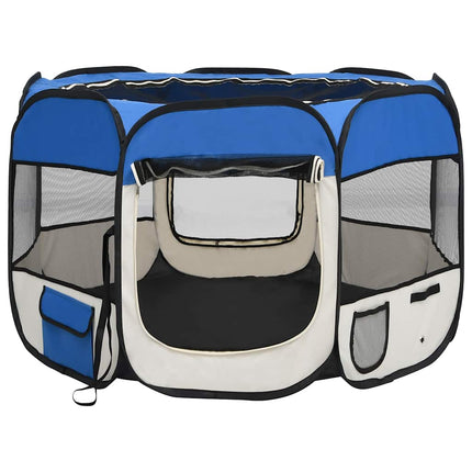 Hopfällbar hundhage med väska blå 90x90x58 cm