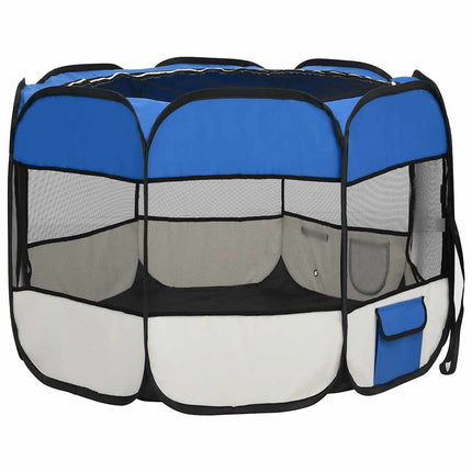 Hopfällbar hundhage med väska blå 90x90x58 cm